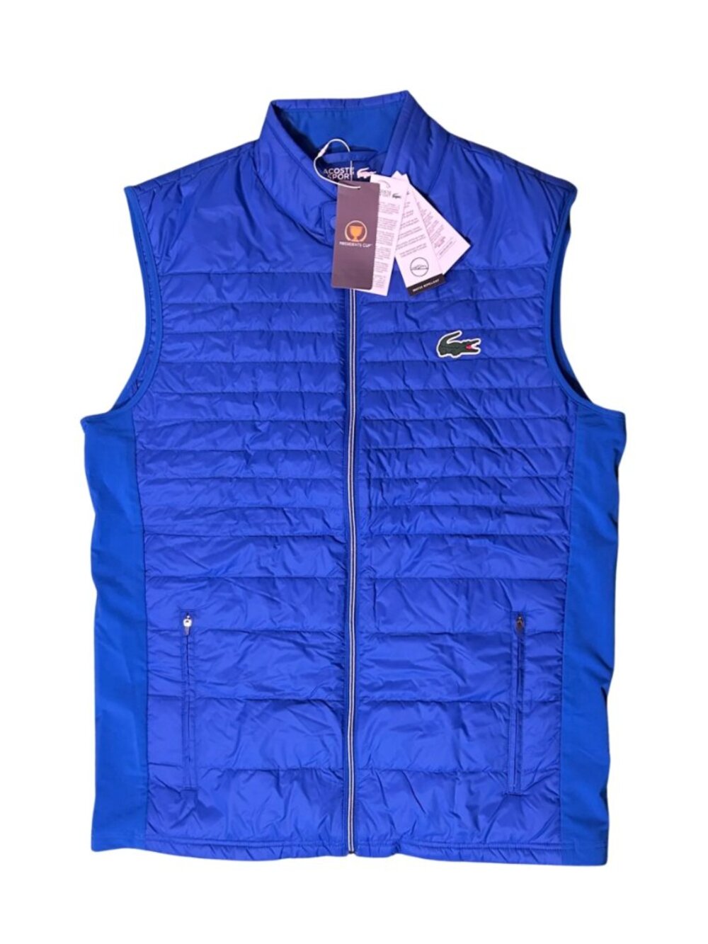 Lacoste Sport Blue Presidents Cup Full-Zip Puffer Vest Lightweight Down Golf